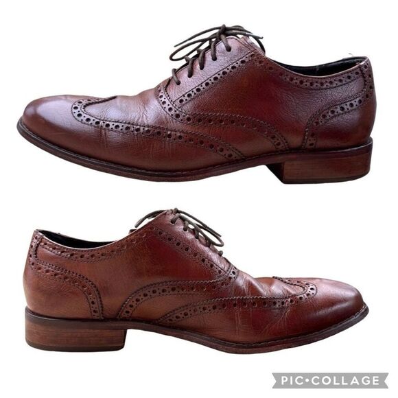 Cole Haan British Tan-Dark Chocolate Classic Modern Wingtip Lace Up Men Sz 10 main image 9